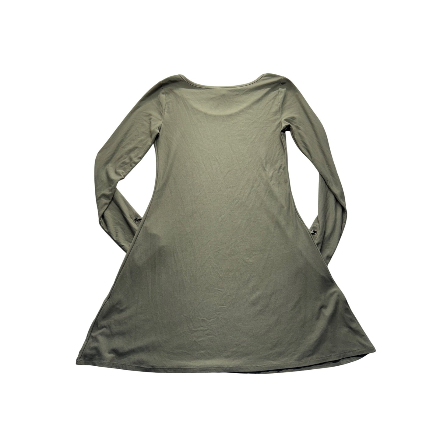 Olive Green Long Sleeve Dress With Lace-Up Cuff Detail By Mudd #7753