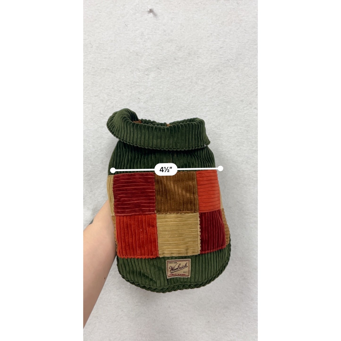 Woolrich Small Pet Patchwork Corduroy Coat With Velcro Closures #49A