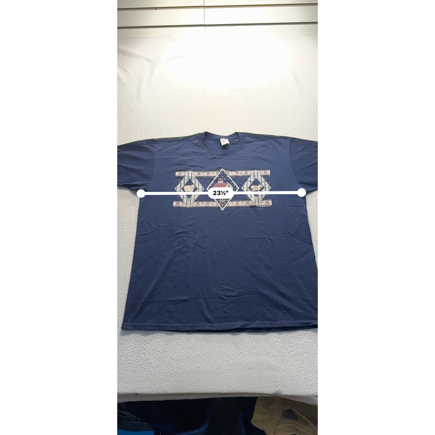 Vintage Jerzees Blue T-Shirt XL Barn & Sheep Graphic USA Made #7973