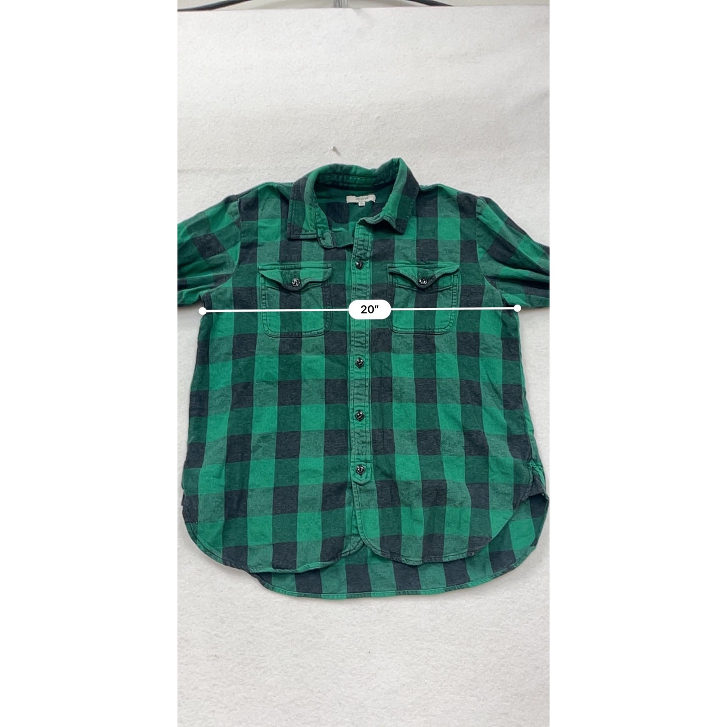 Madewell Green & Black Buffalo Plaid Flannel Button-Up Shirt M #8832
