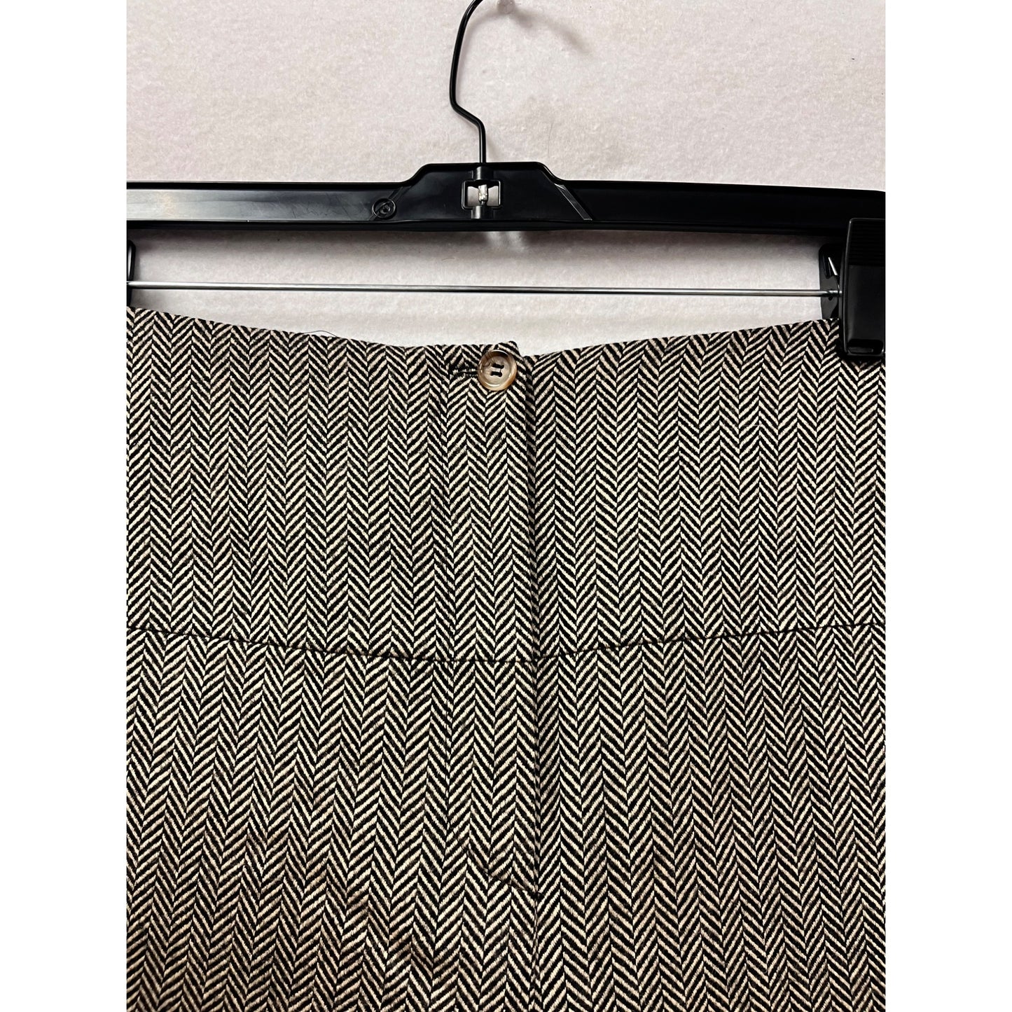 Harvé Benard Womens Wool Herringbone Wide-Leg Pants Size 16 #8350