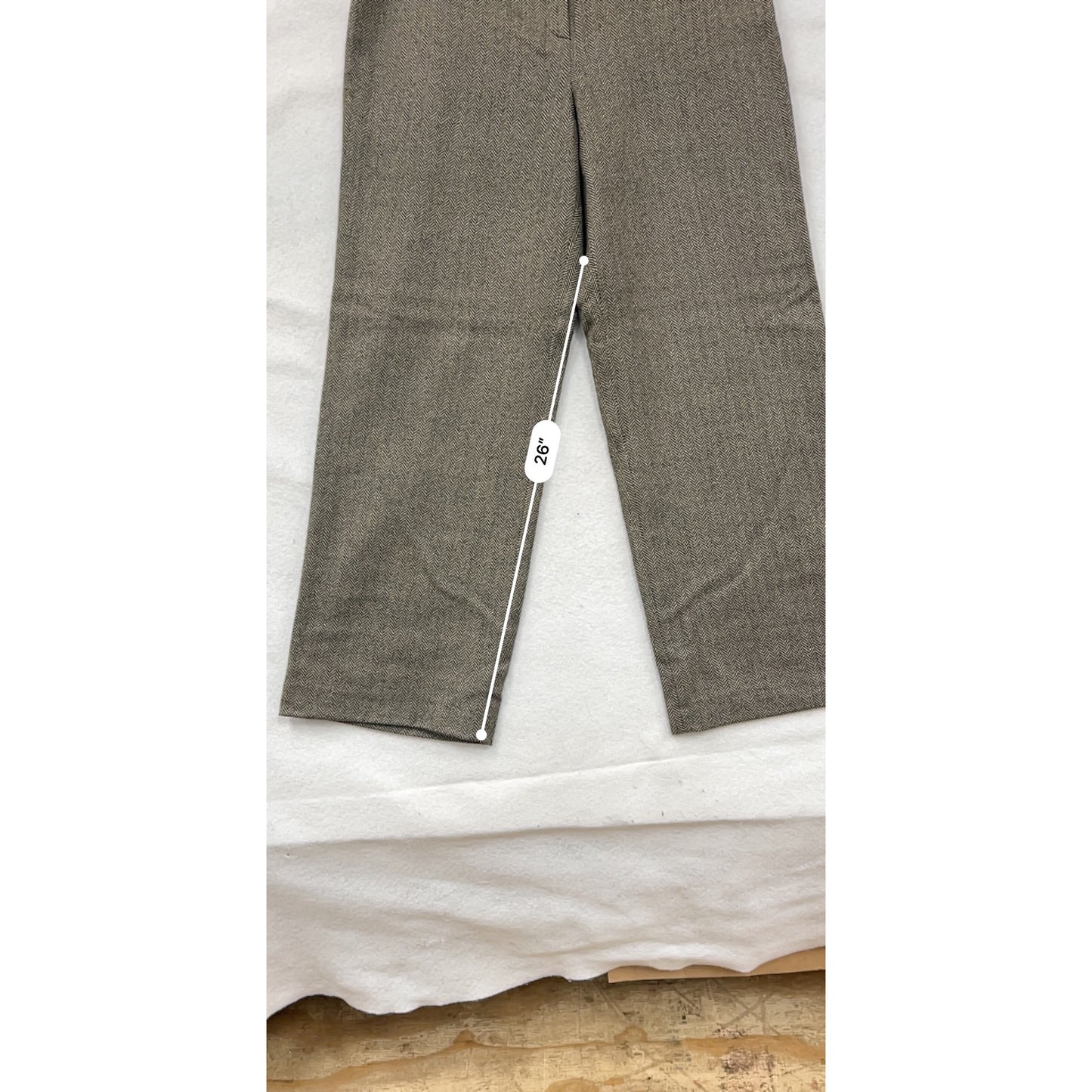 Harvé Benard Womens Wool Herringbone Wide-Leg Pants Size 16 #8350