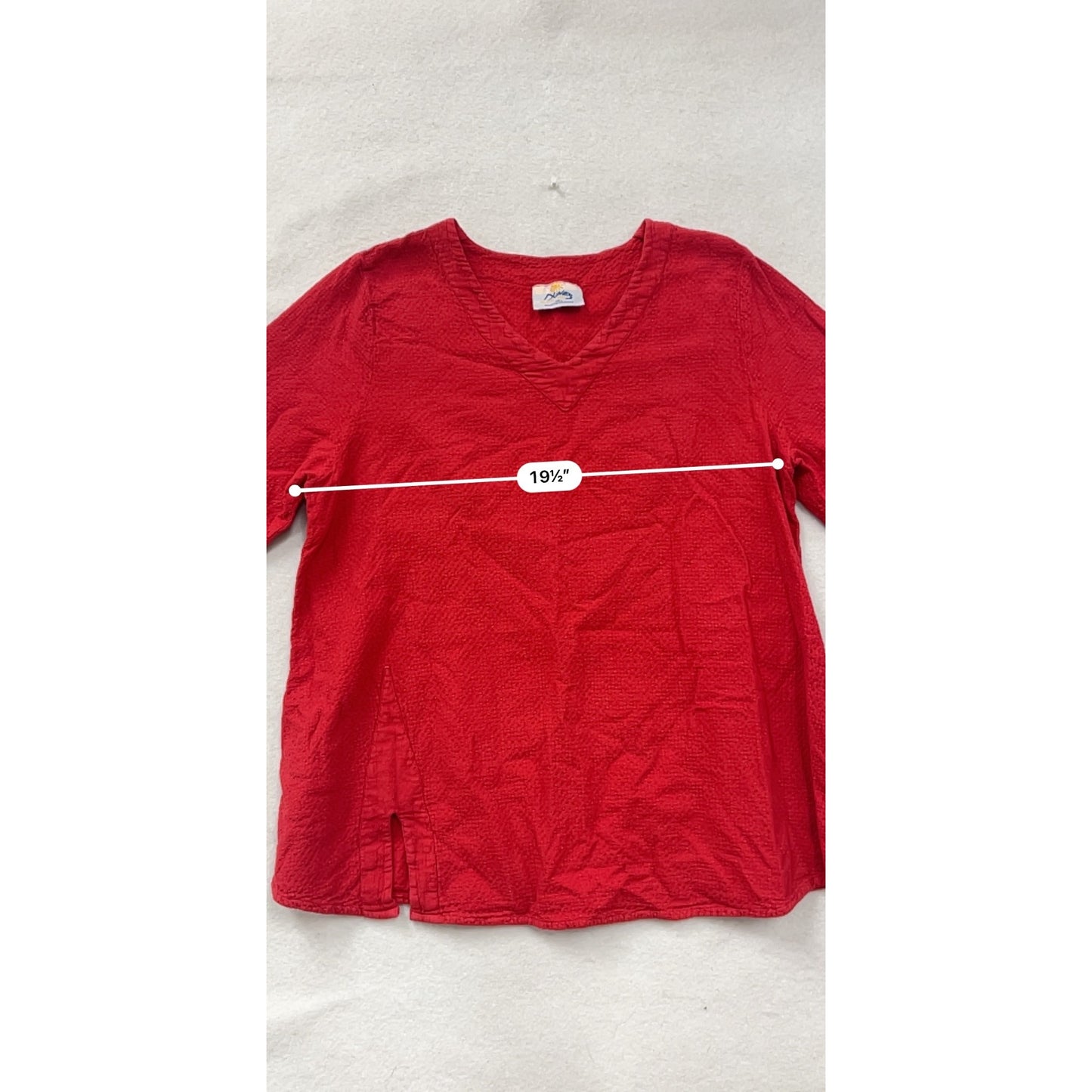 Dunes Red Textured 3/4 Sleeve Tunic Top #8509