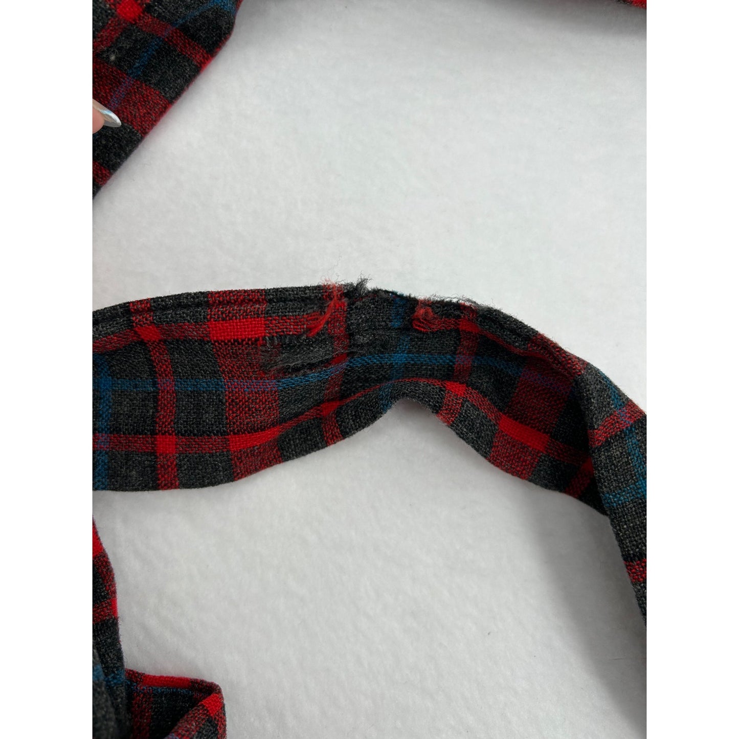 Vintage Pendleton Wool Plaid Red & Black Robe With Belt & Buttoned Cuffs #6480