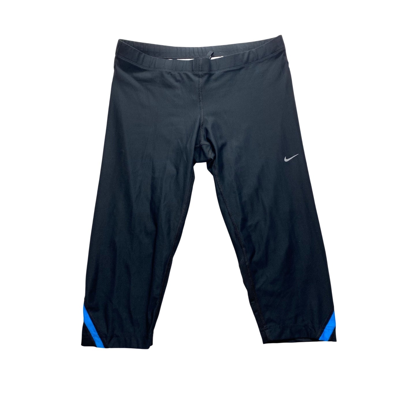 Nike Dri-Fit Black & Blue Running Capri Leggings With Zip Pocket #7345