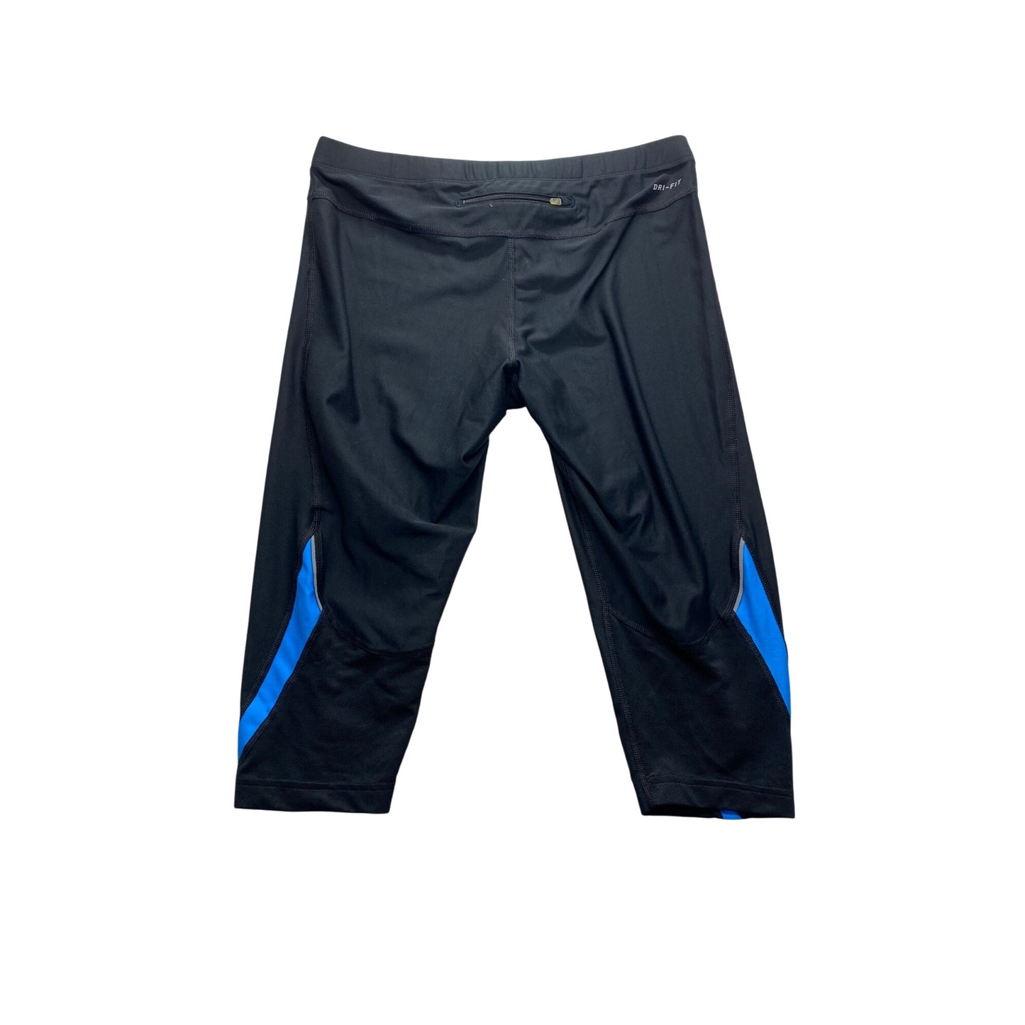 Nike Dri-Fit Black & Blue Running Capri Leggings With Zip Pocket #7345
