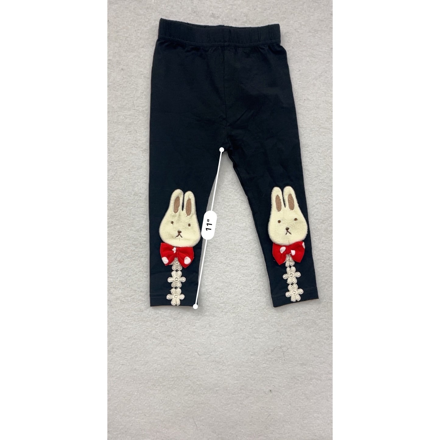 Girls Black Bunny Leggings 5T #8158