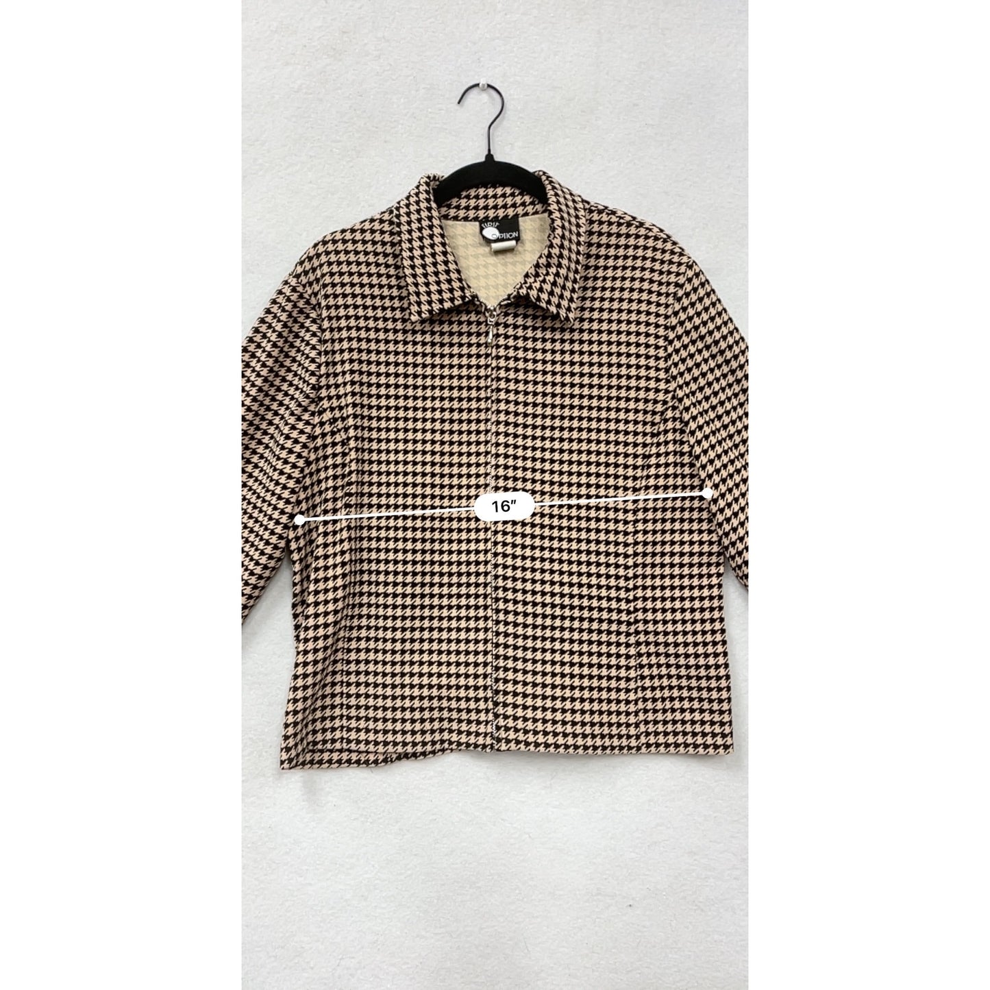 Size 14 Houndstooth Zip-Up Jacket By First Option #8678