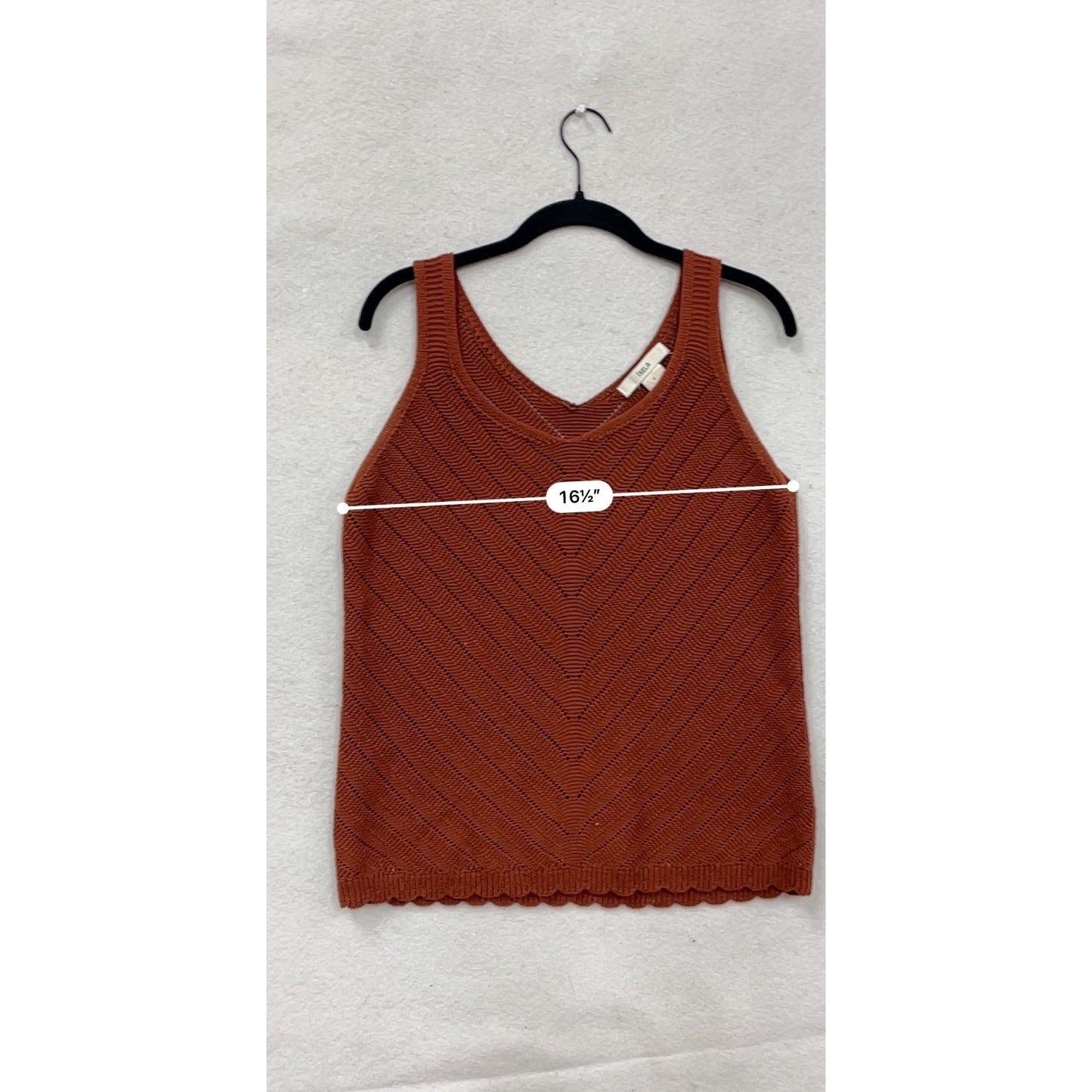 Rust Red Chevron Knit Tank Top Medium Isela #8751