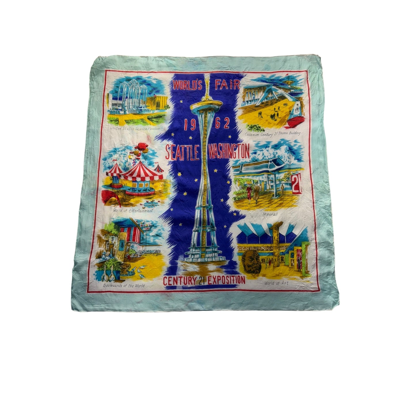 Vintage Seattle Worlds Fair 1962 Scarf #5557