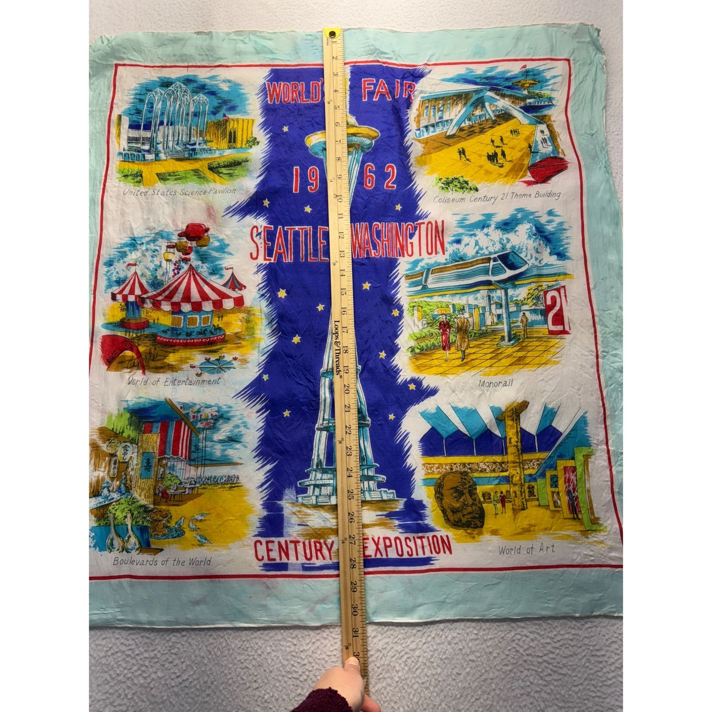 Vintage Seattle Worlds Fair 1962 Scarf #5557