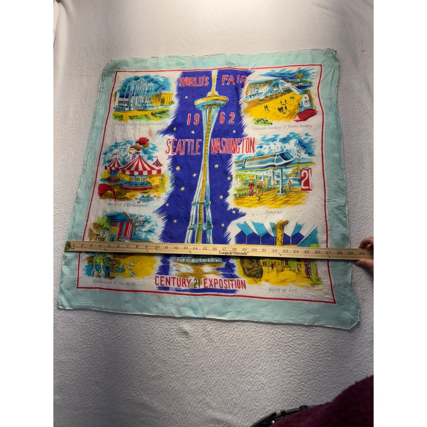 Vintage Seattle Worlds Fair 1962 Scarf #5557