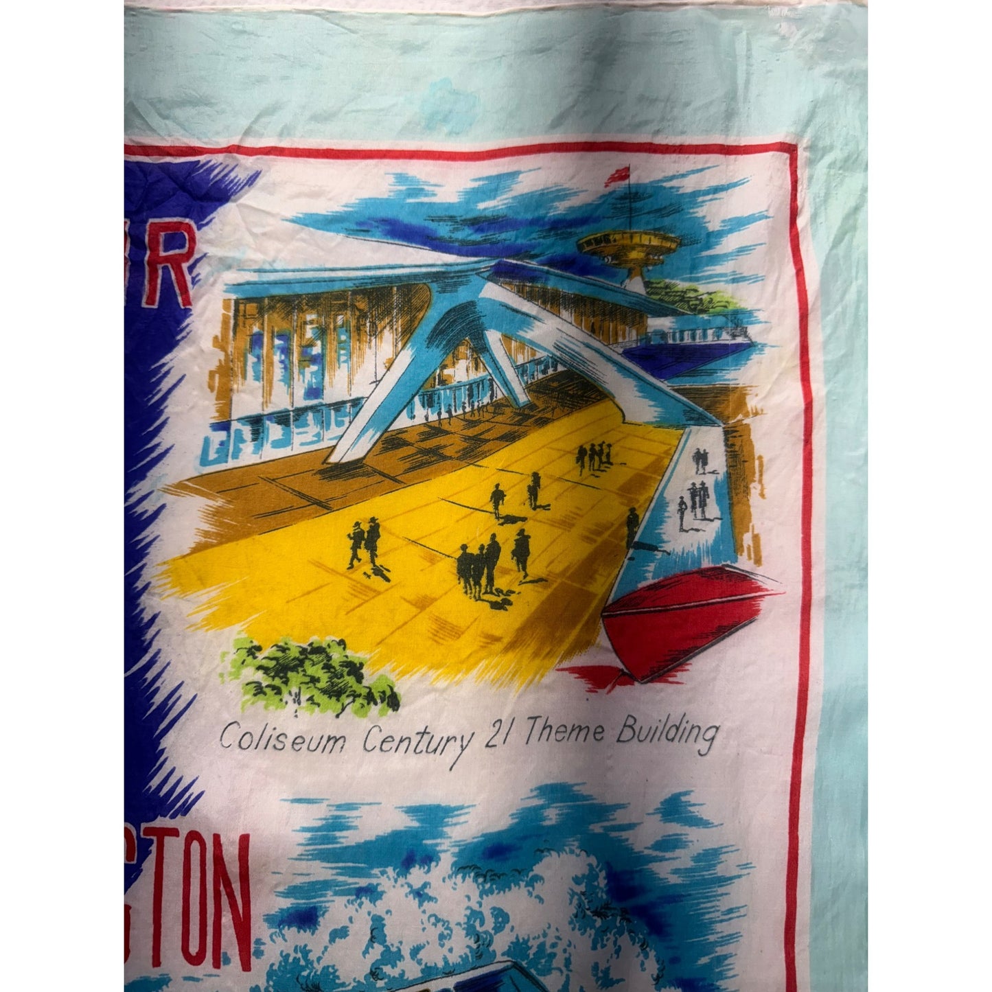 Vintage Seattle Worlds Fair 1962 Scarf #5557