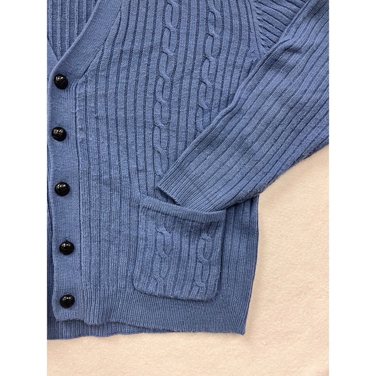 Mens John Blair Blue Cable Knit Cardigan Sweater XL #6964