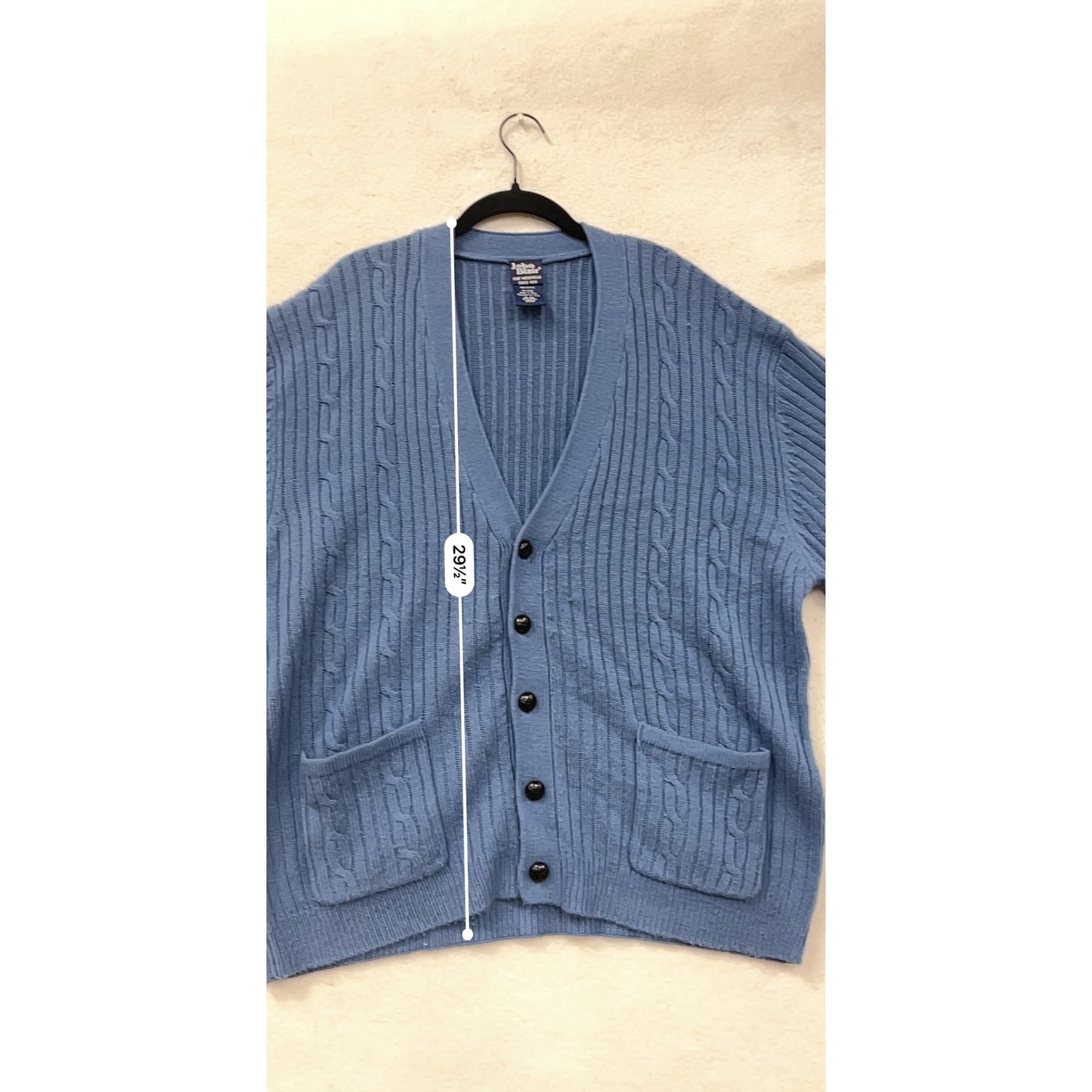 Mens John Blair Blue Cable Knit Cardigan Sweater XL #6964