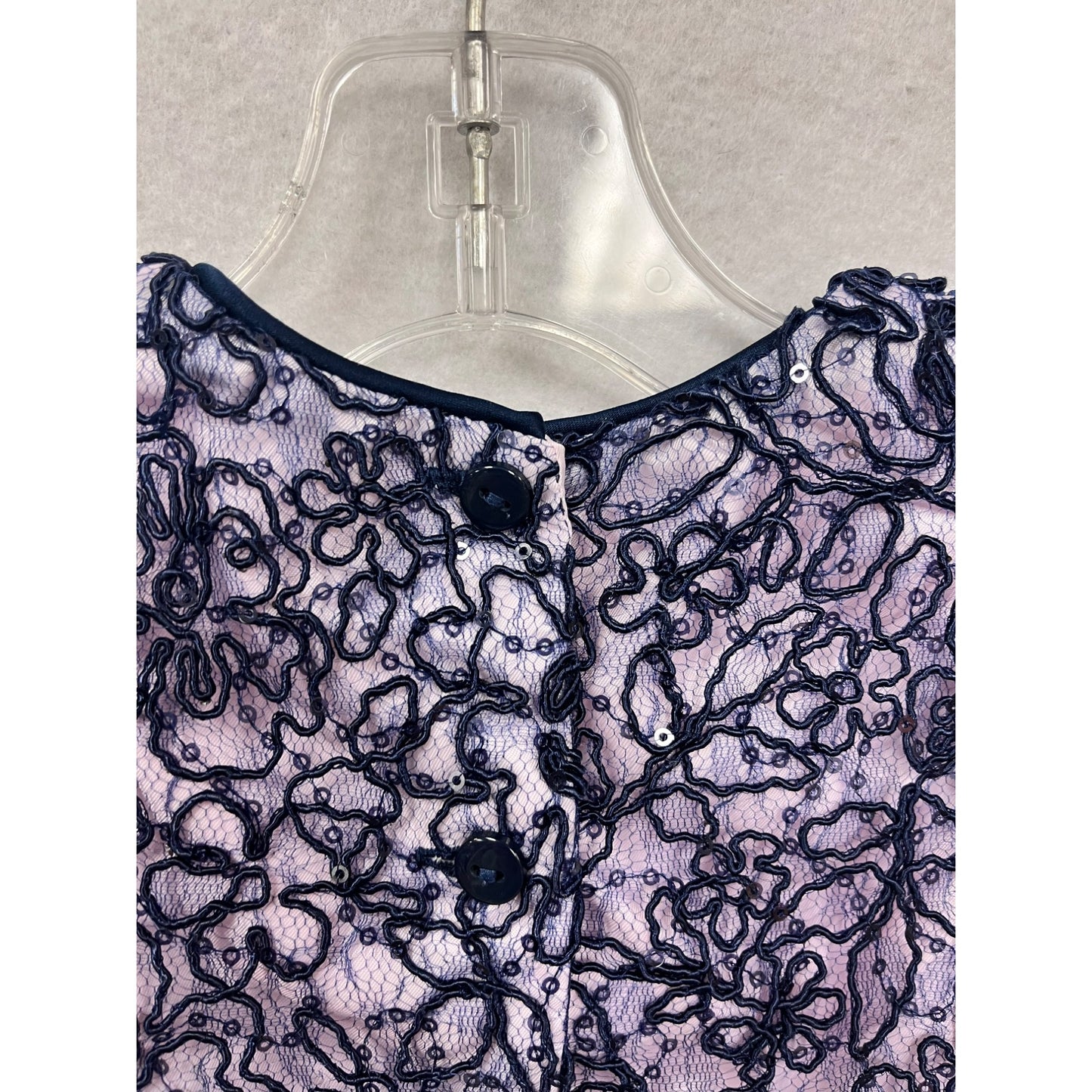 Bonnie Baby 12M Navy & Pink Lace Tulle Dress With Bow #6250