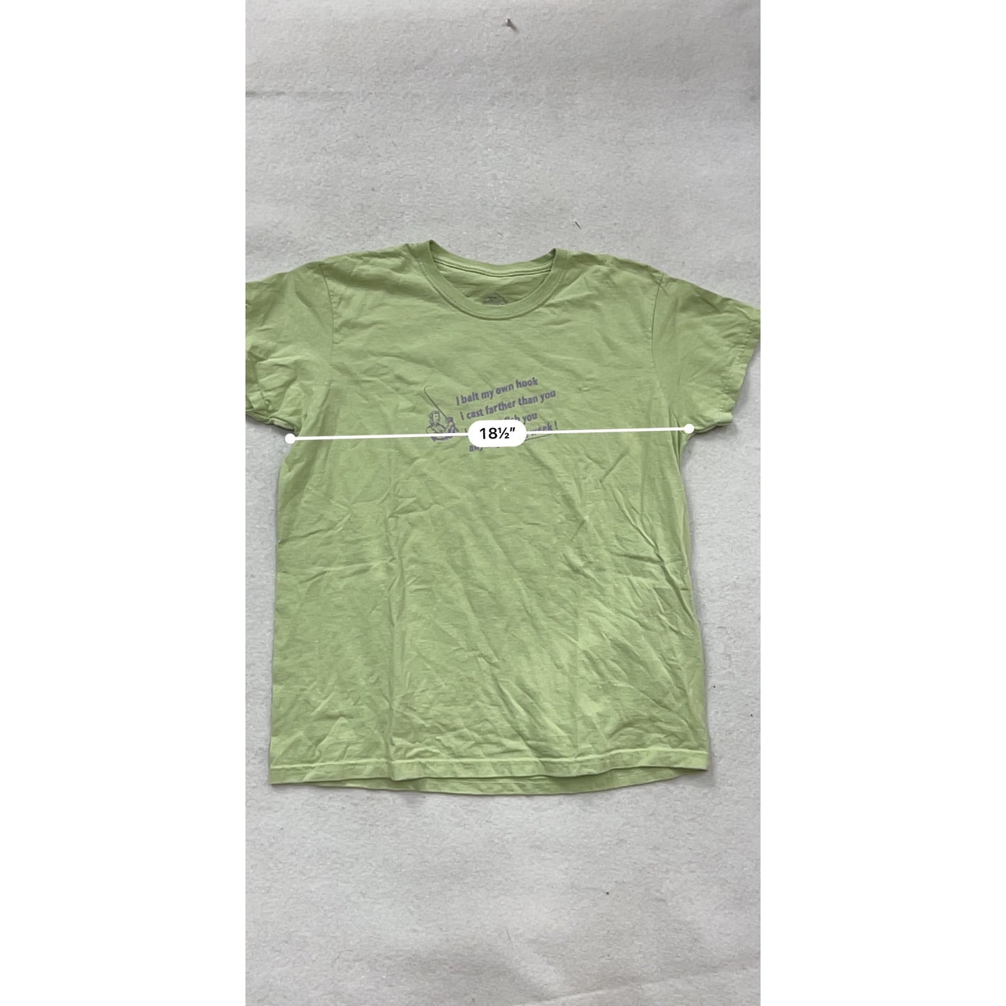 Green Fish Face Graphic T-Shirt 100% Cotton Size L #116A