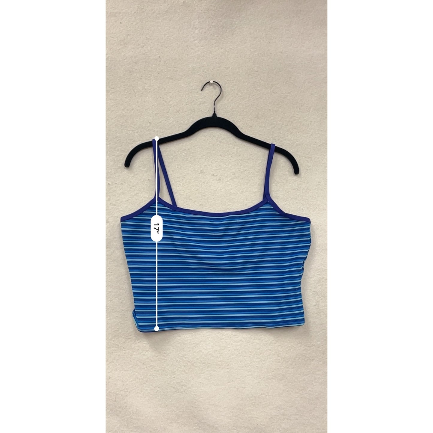 L.L.Bean Womens Size 18 Striped Blue Tankini Swim Top Adjustable Straps #6866