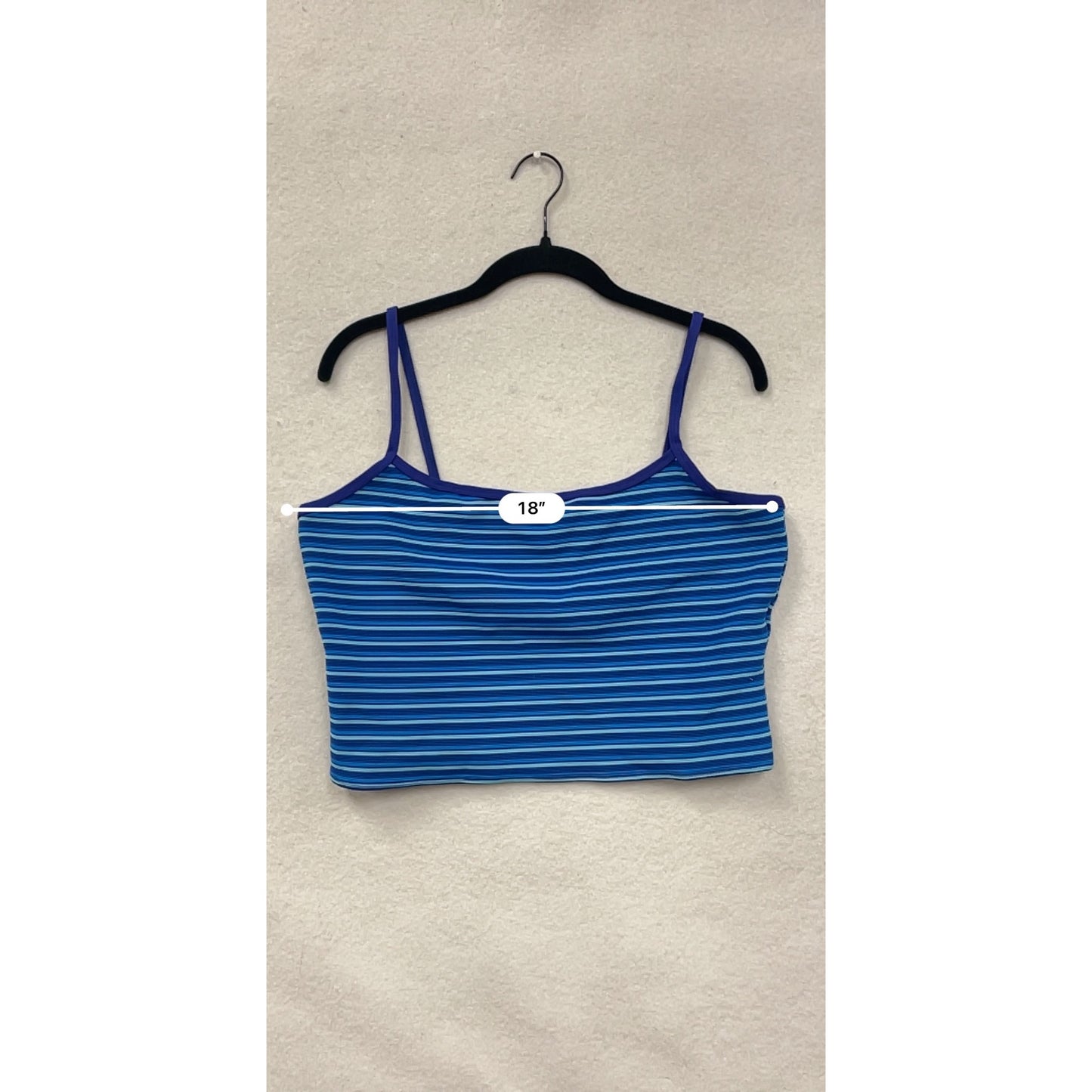 L.L.Bean Womens Size 18 Striped Blue Tankini Swim Top Adjustable Straps #6866
