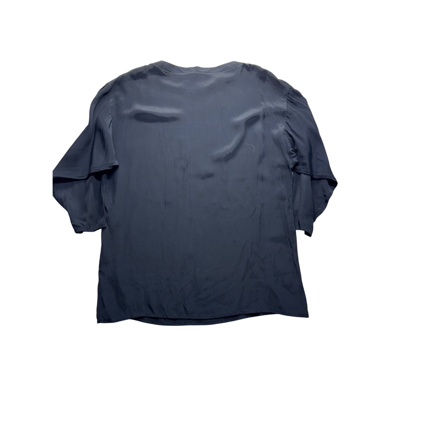 Vintage Ledger Womens Navy Blue Rayon Top Half Sleeve Medium #7754