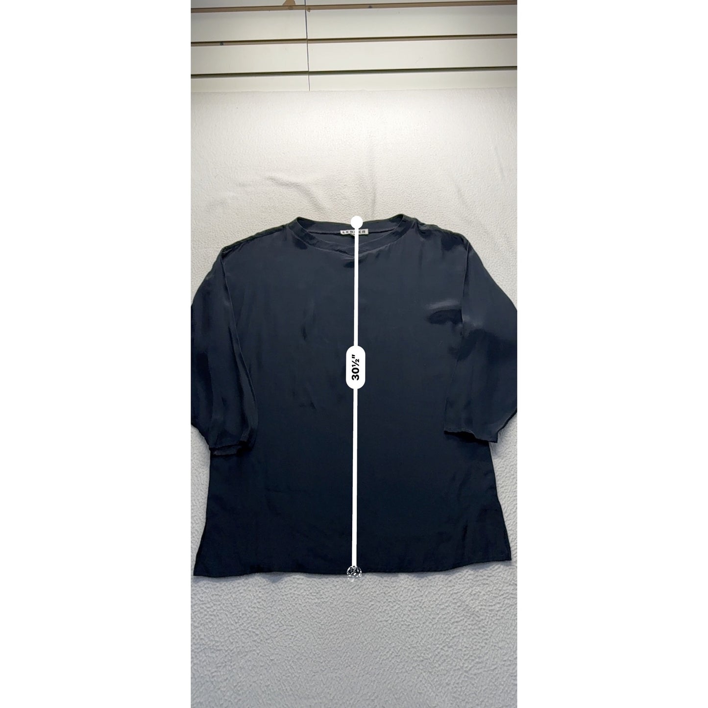 Vintage Ledger Womens Navy Blue Rayon Top Half Sleeve Medium #7754