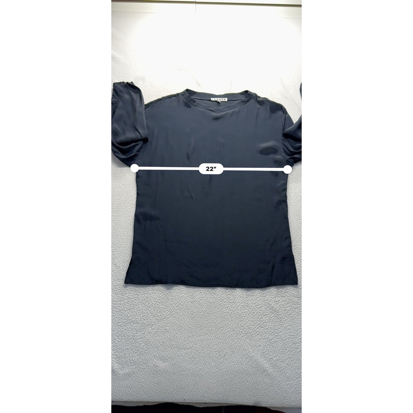 Vintage Ledger Womens Navy Blue Rayon Top Half Sleeve Medium #7754