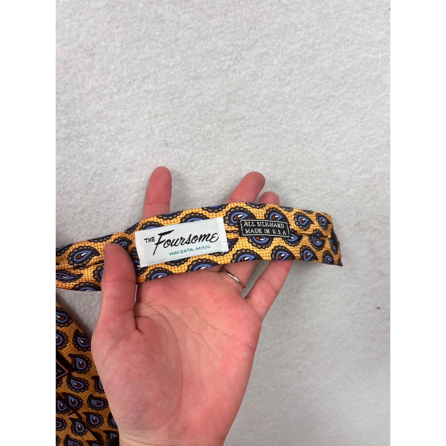 J.Z. Richards Mens Silk Tie Gold & Blue Paisley Design #8041