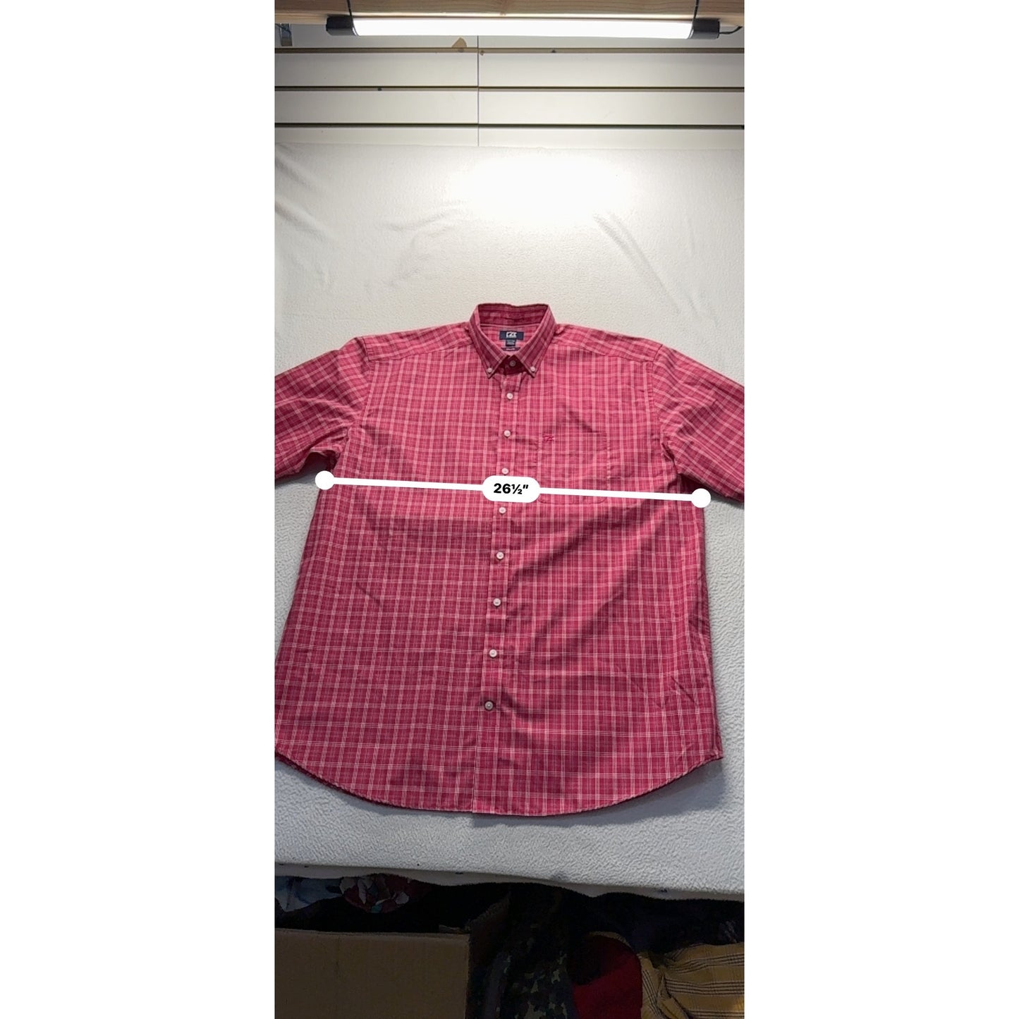 Cutter & Buck Mens Red Plaid Button-Up Short Sleeve Shirt XLT Easy Care #7777