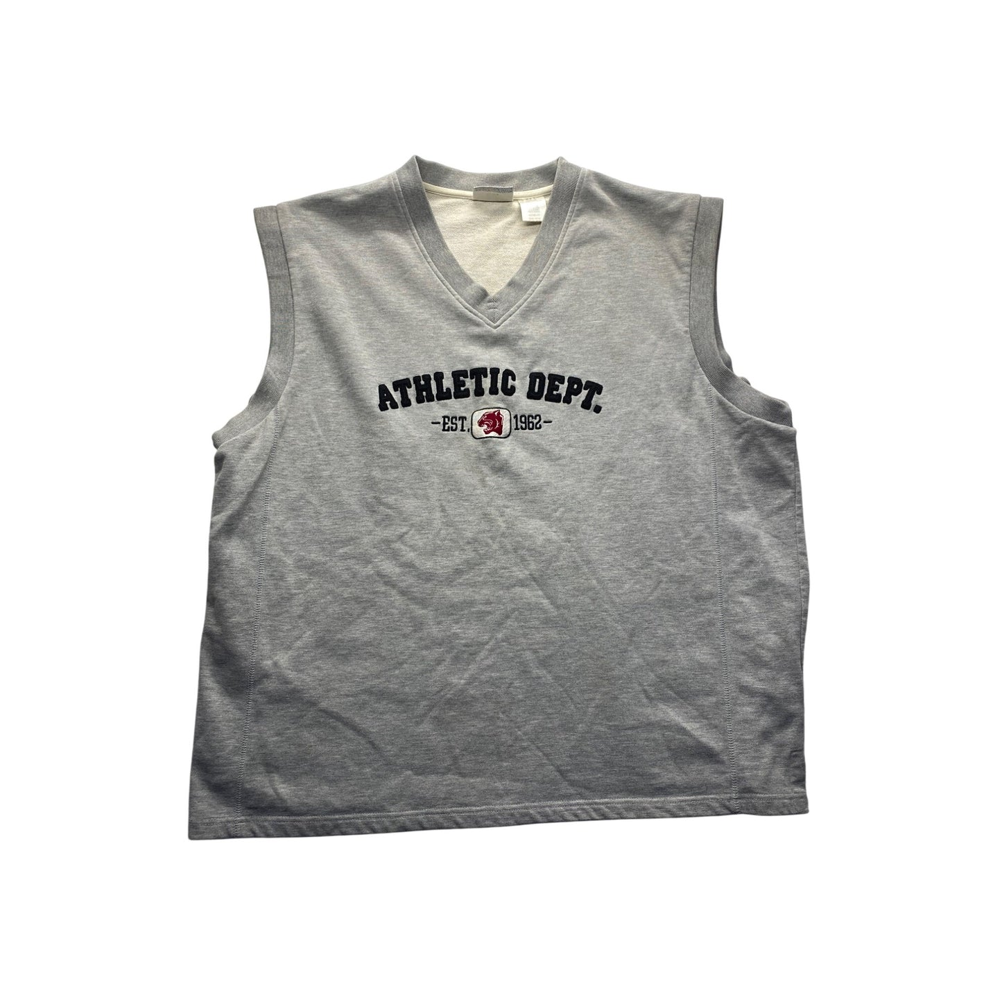 Vintage Athletic Works Sleeveless Gray V-Neck Shirt With "Athletic Dept. Est. 1962" #7294