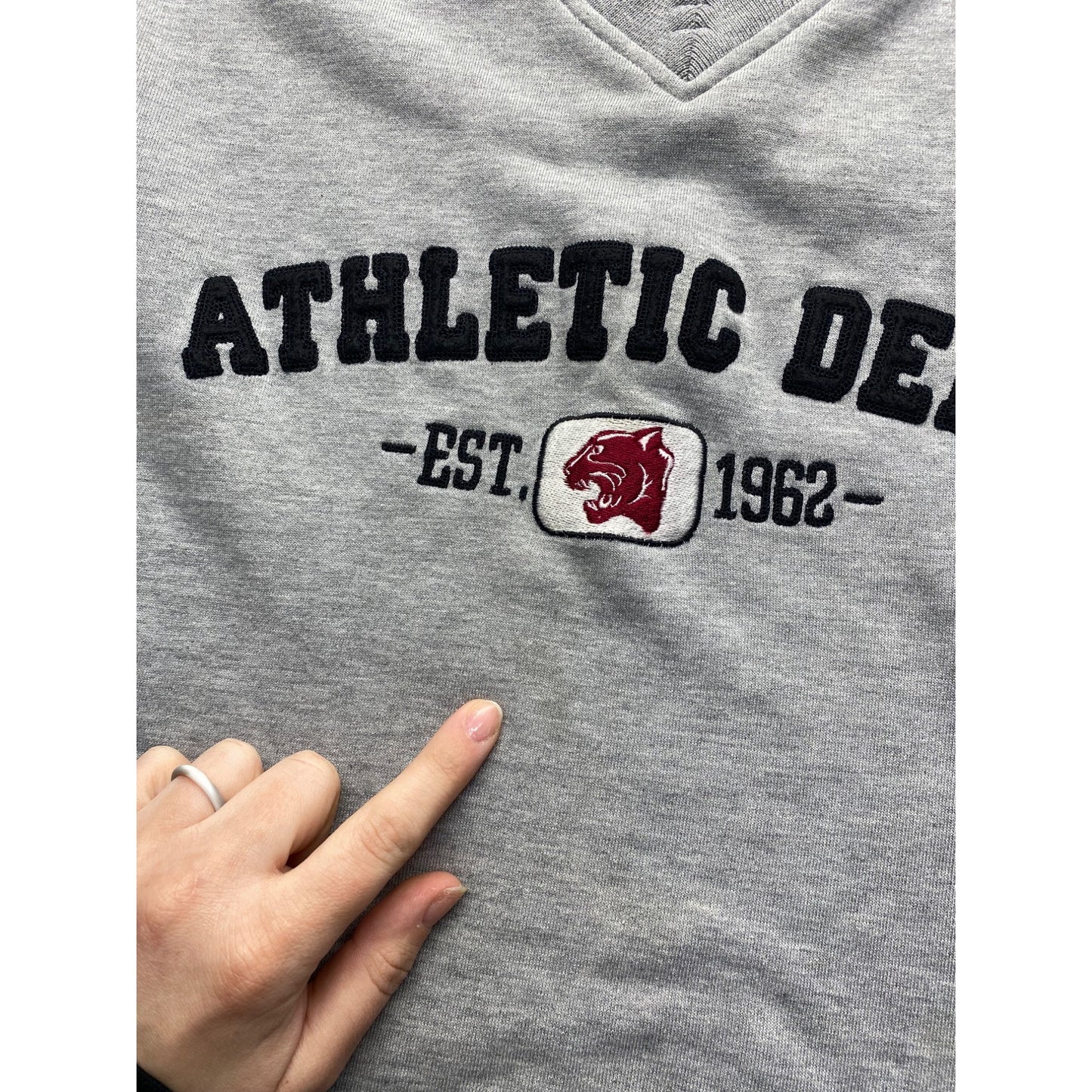 Vintage Athletic Works Sleeveless Gray V-Neck Shirt With "Athletic Dept. Est. 1962" #7294