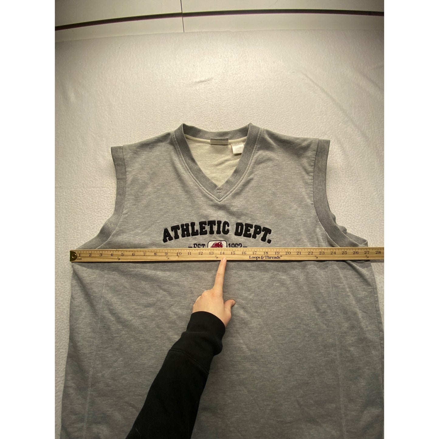 Vintage Athletic Works Sleeveless Gray V-Neck Shirt With "Athletic Dept. Est. 1962" #7294
