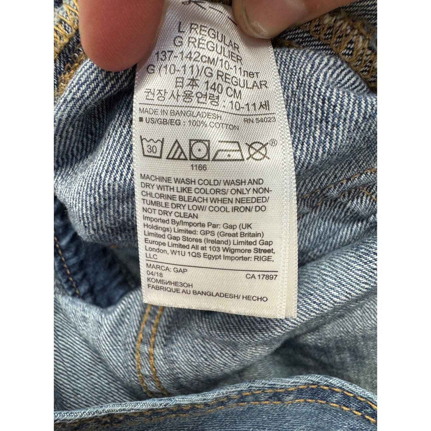 Gap Denim Overalls L Regular Blue Distressed Jeans Made In Bangladesh #7989