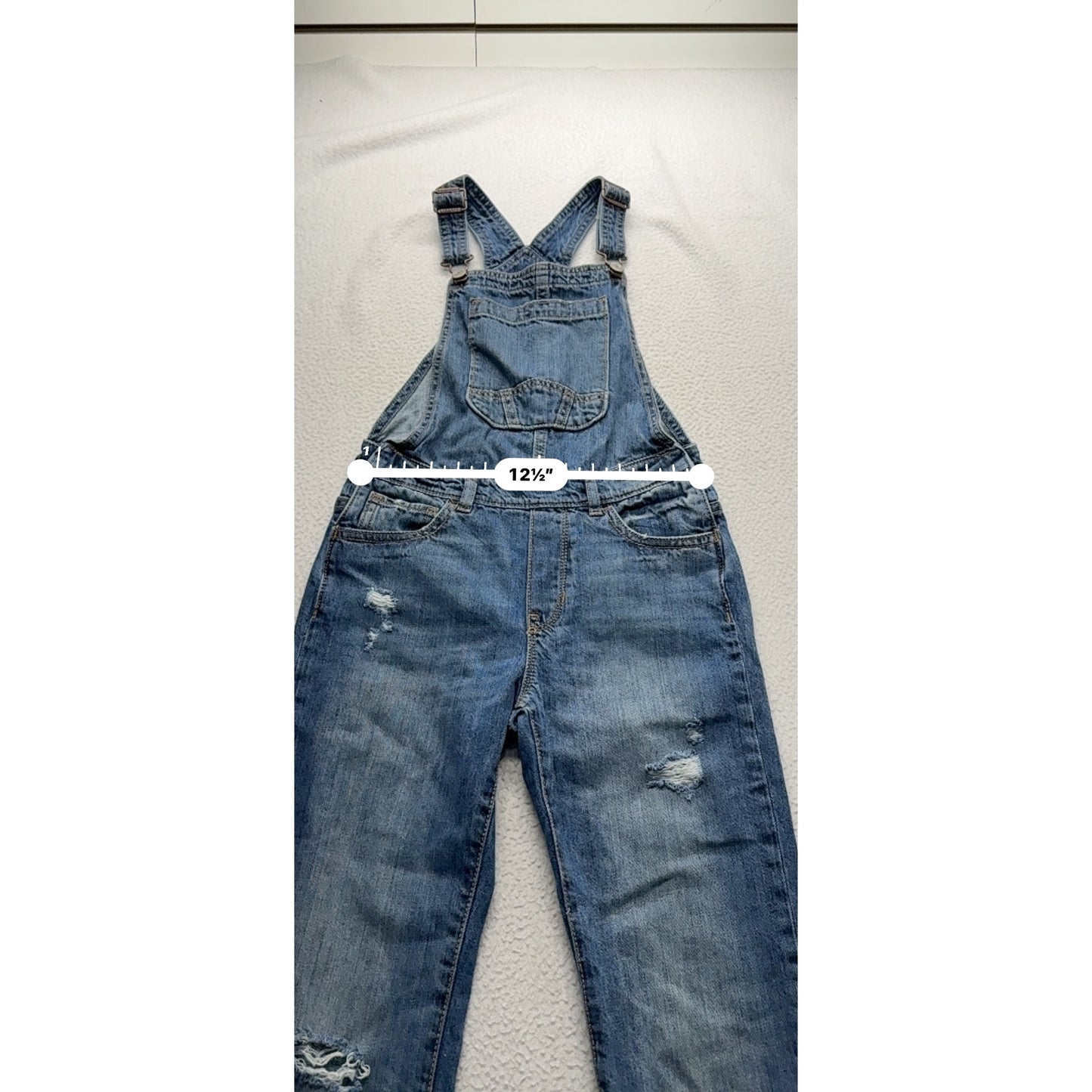 Gap Denim Overalls L Regular Blue Distressed Jeans Made In Bangladesh #7989