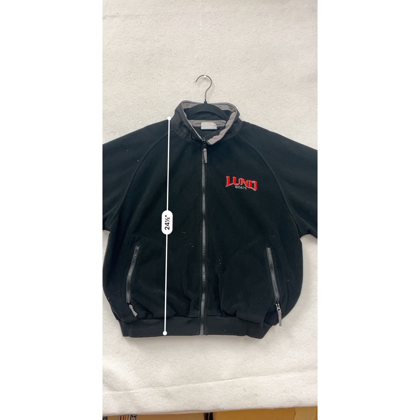 The Game Mens Medium Lund Boats Black Fleece Jacket #8164