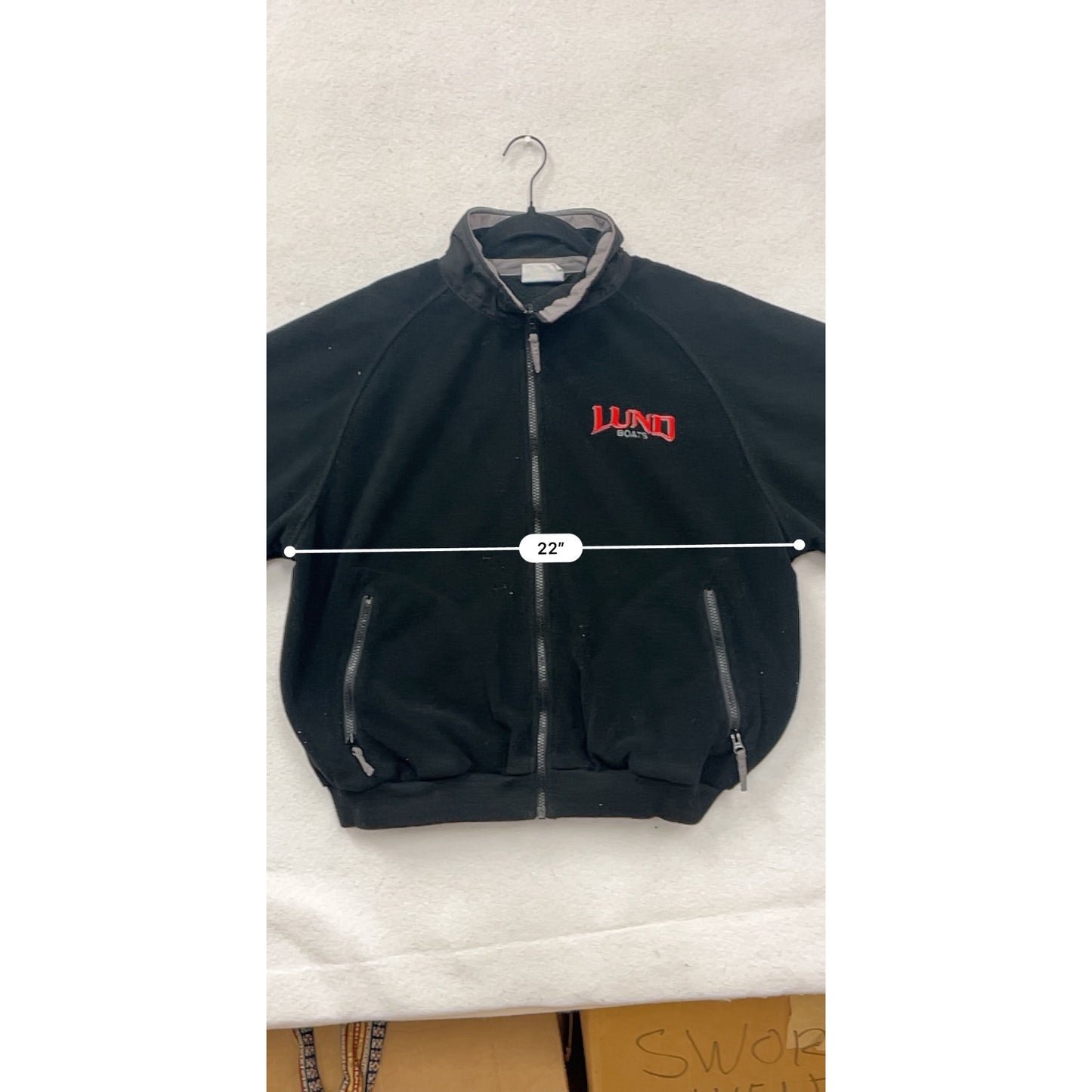 The Game Mens Medium Lund Boats Black Fleece Jacket #8164