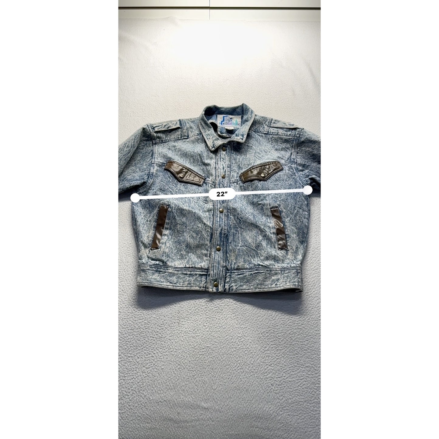 Big Country Denim Jacket W/ Brown Faux Leather Size M 100% Cotton #9084