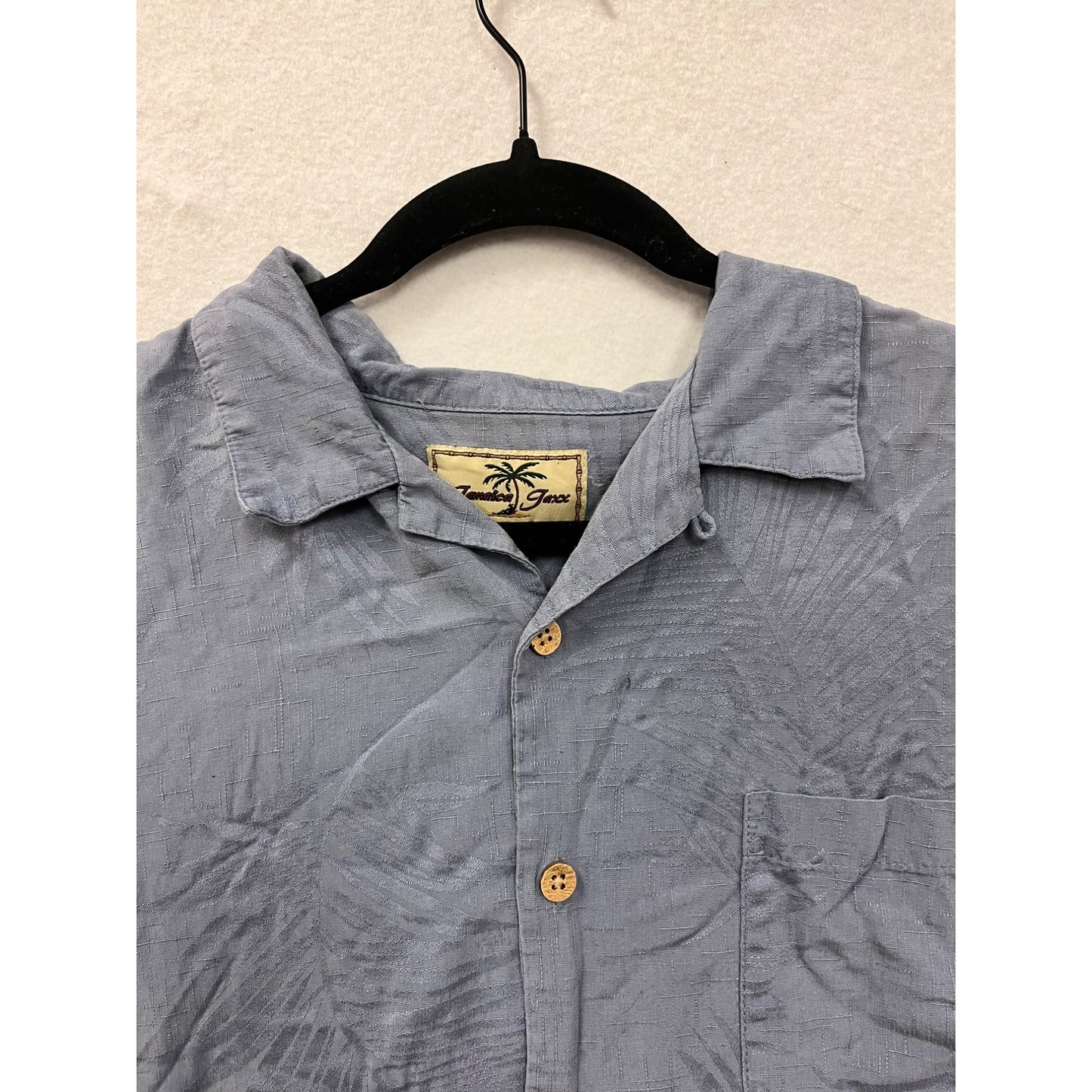 Men’s Jamaica Jazz Silk Blue ButtonUp Shirt #6003