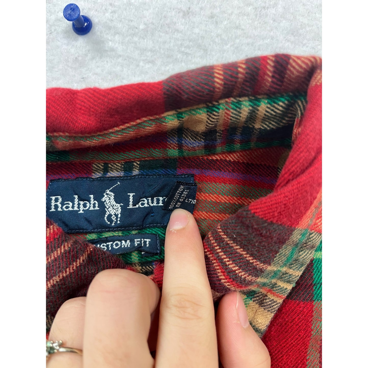 Ralph Lauren Red Plaid Flannel Button-Down Casual Shirt M #933A
