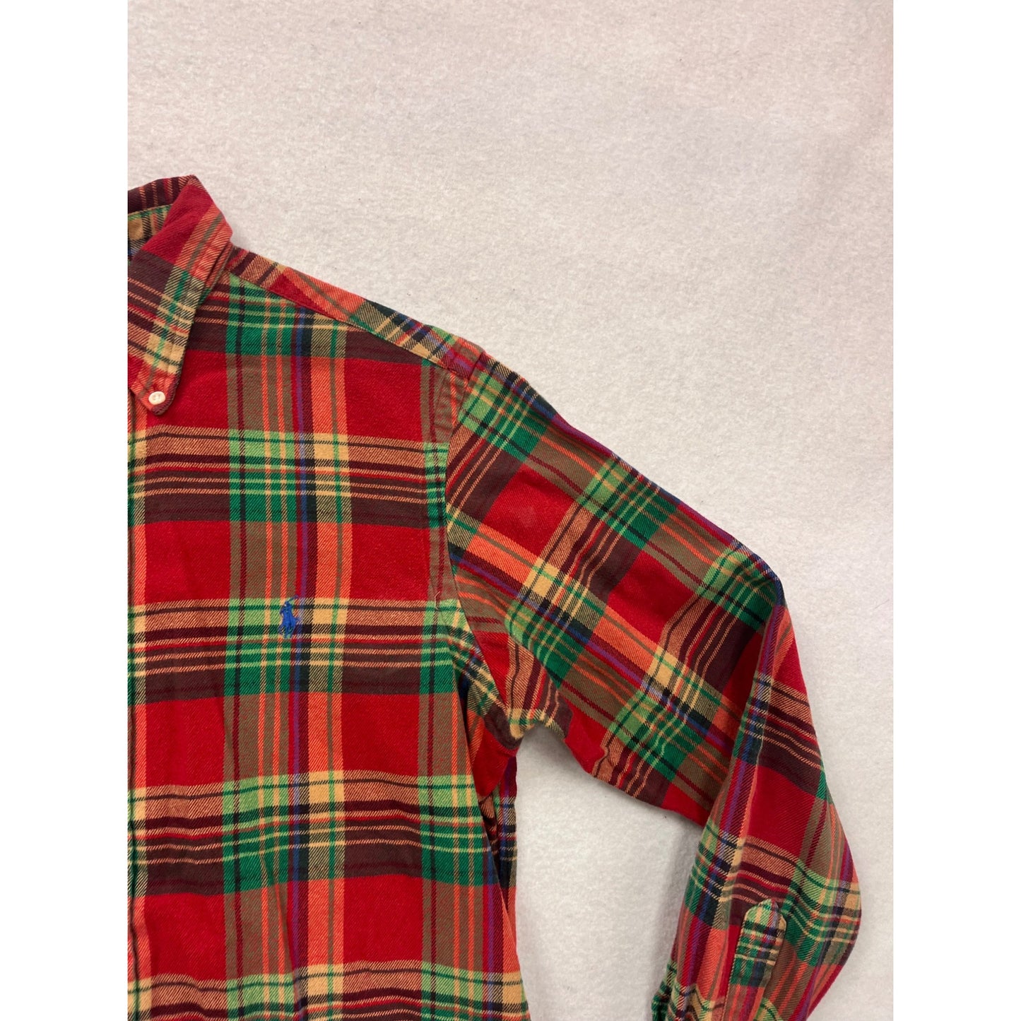 Ralph Lauren Red Plaid Flannel Button-Down Casual Shirt M #933A