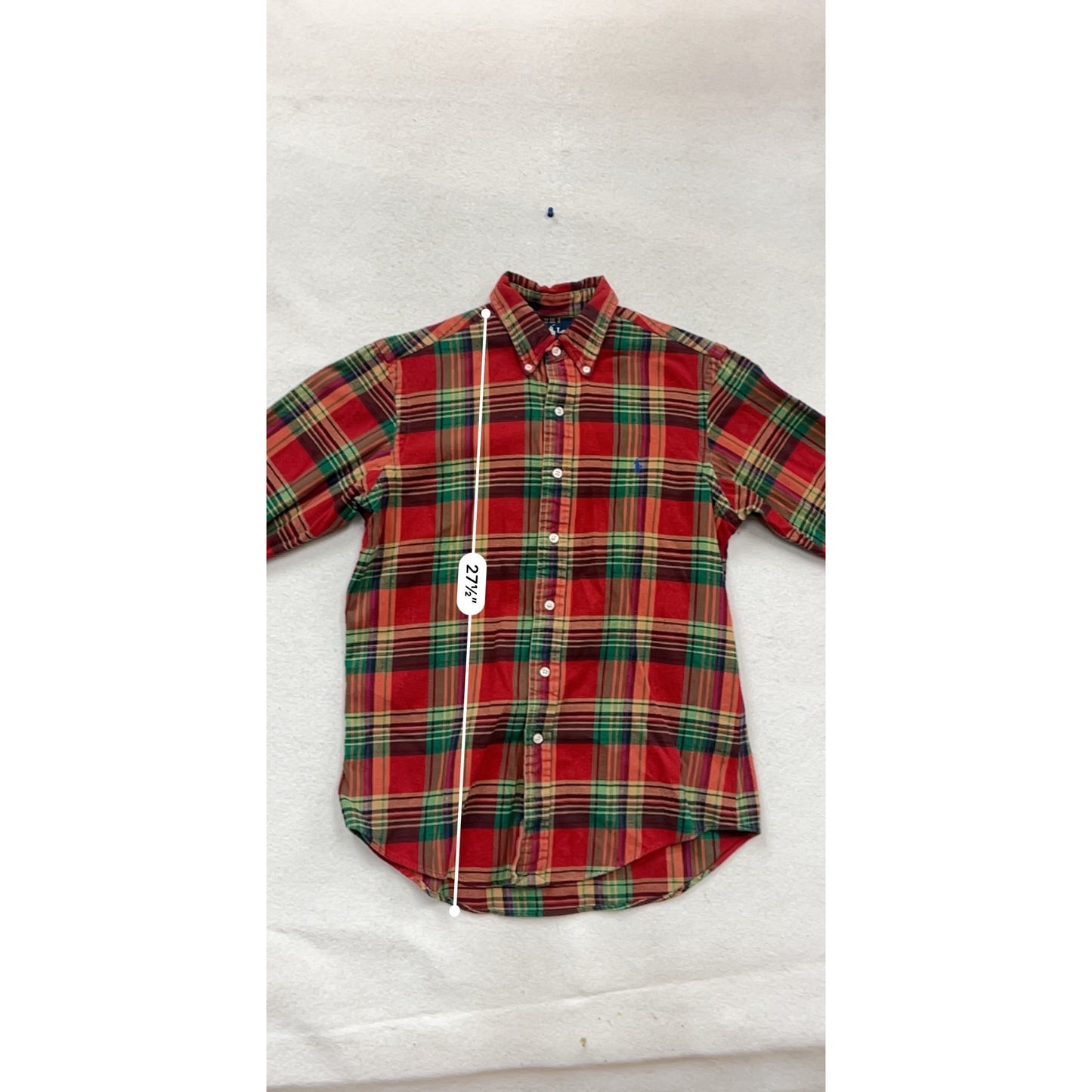 Ralph Lauren Red Plaid Flannel Button-Down Casual Shirt M #933A