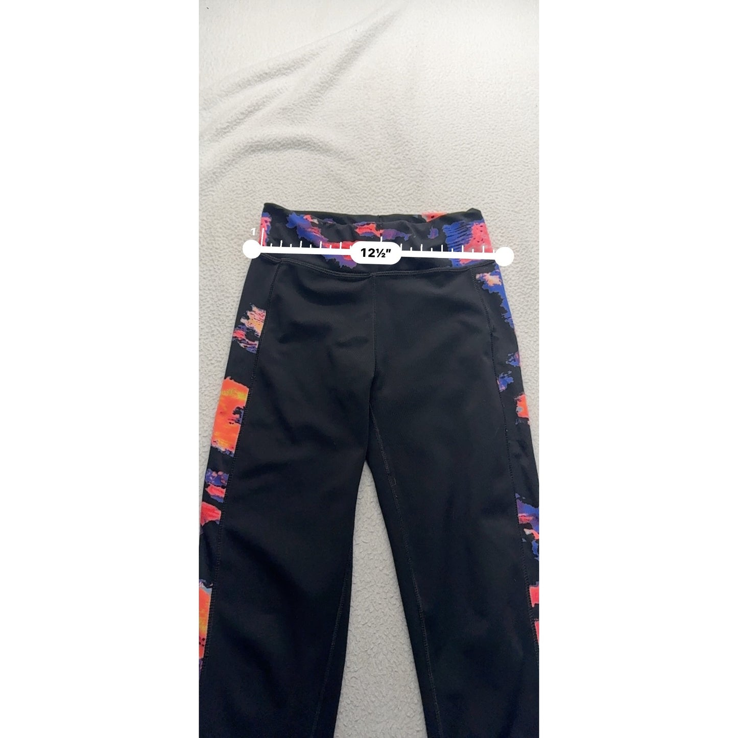 Pop Fit Black High-Waisted Leggings With Multicolor Side Panels Size S #9912