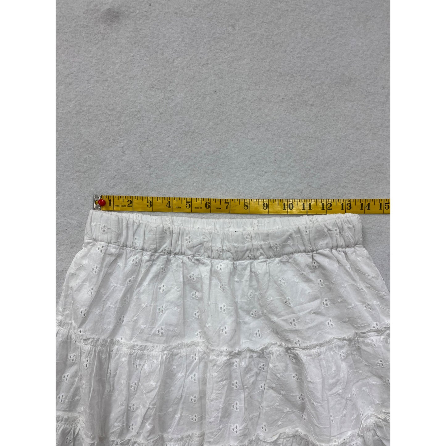 Japna Womens White Tiered Eyelet Skirt #6053