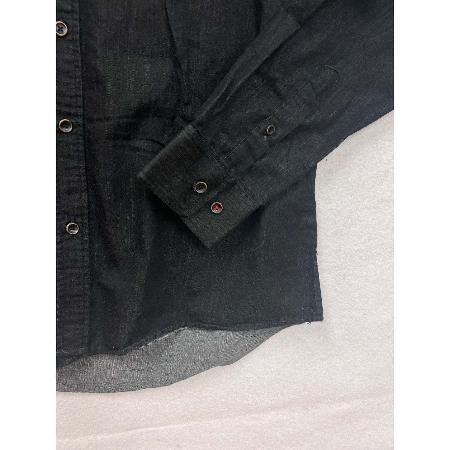 Moshuma Mens Black Long Sleeve Button-Up Shirt L #9297