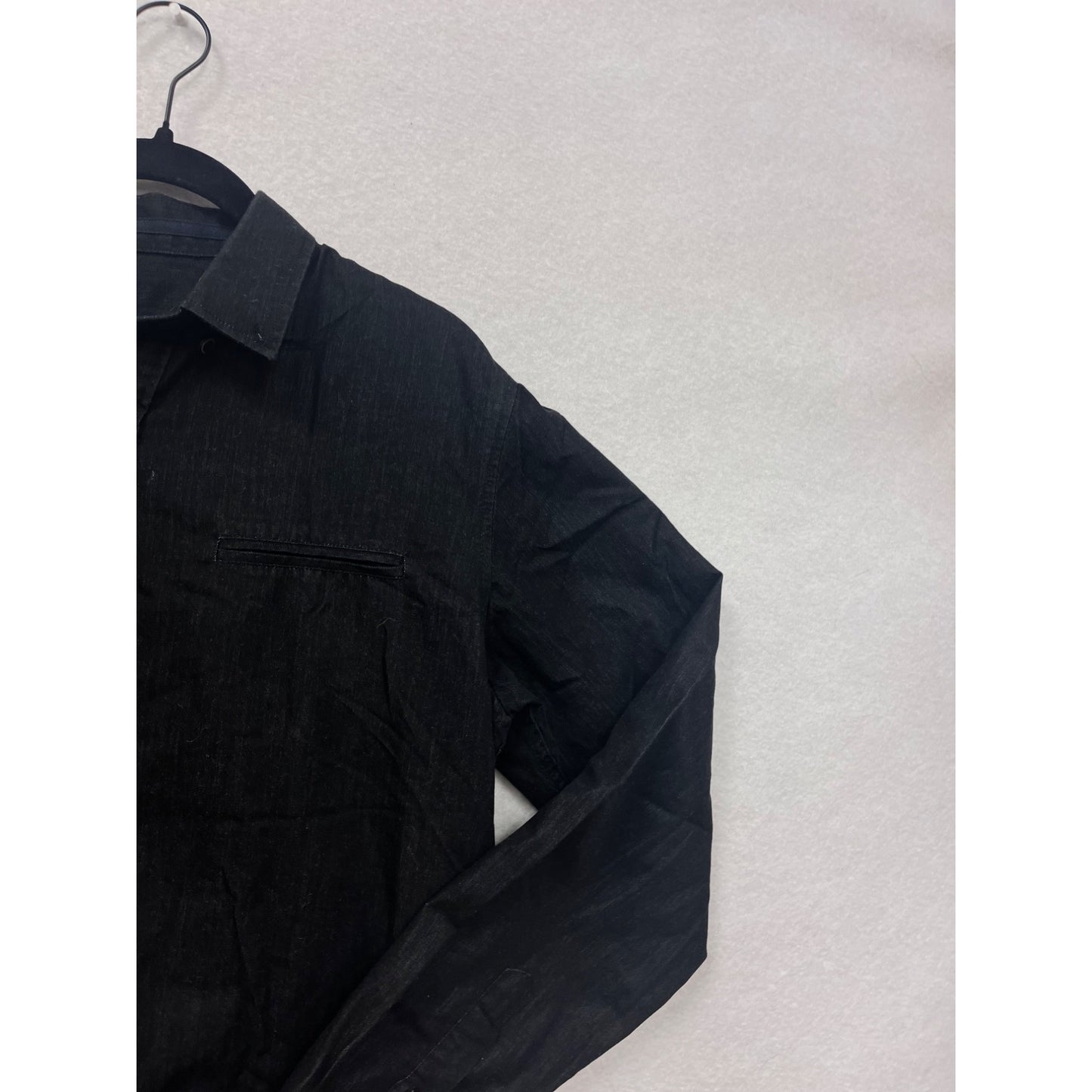Moshuma Mens Black Long Sleeve Button-Up Shirt L #9297