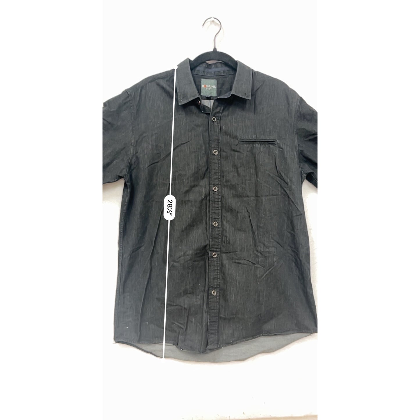 Moshuma Mens Black Long Sleeve Button-Up Shirt L #9297