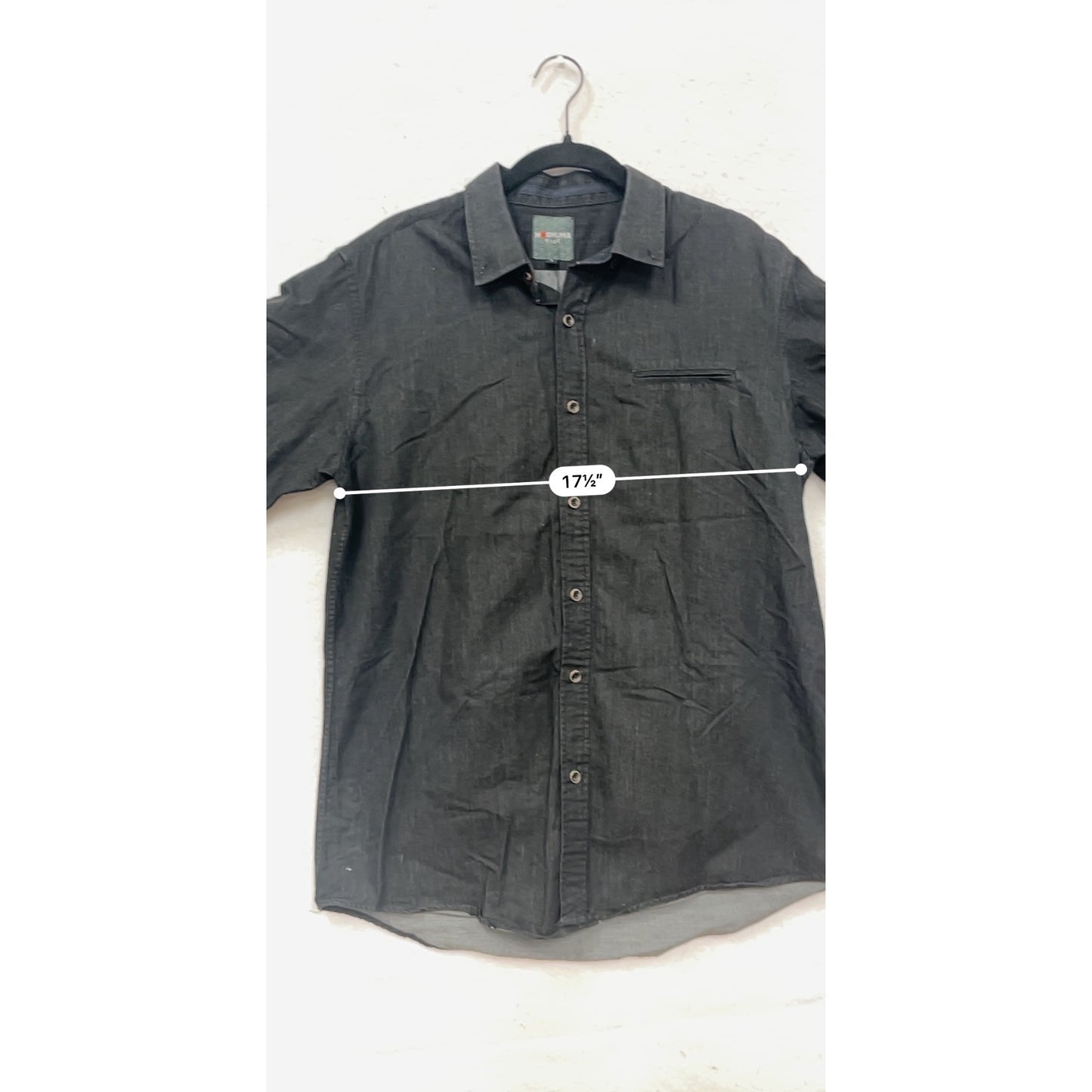 Moshuma Mens Black Long Sleeve Button-Up Shirt L #9297