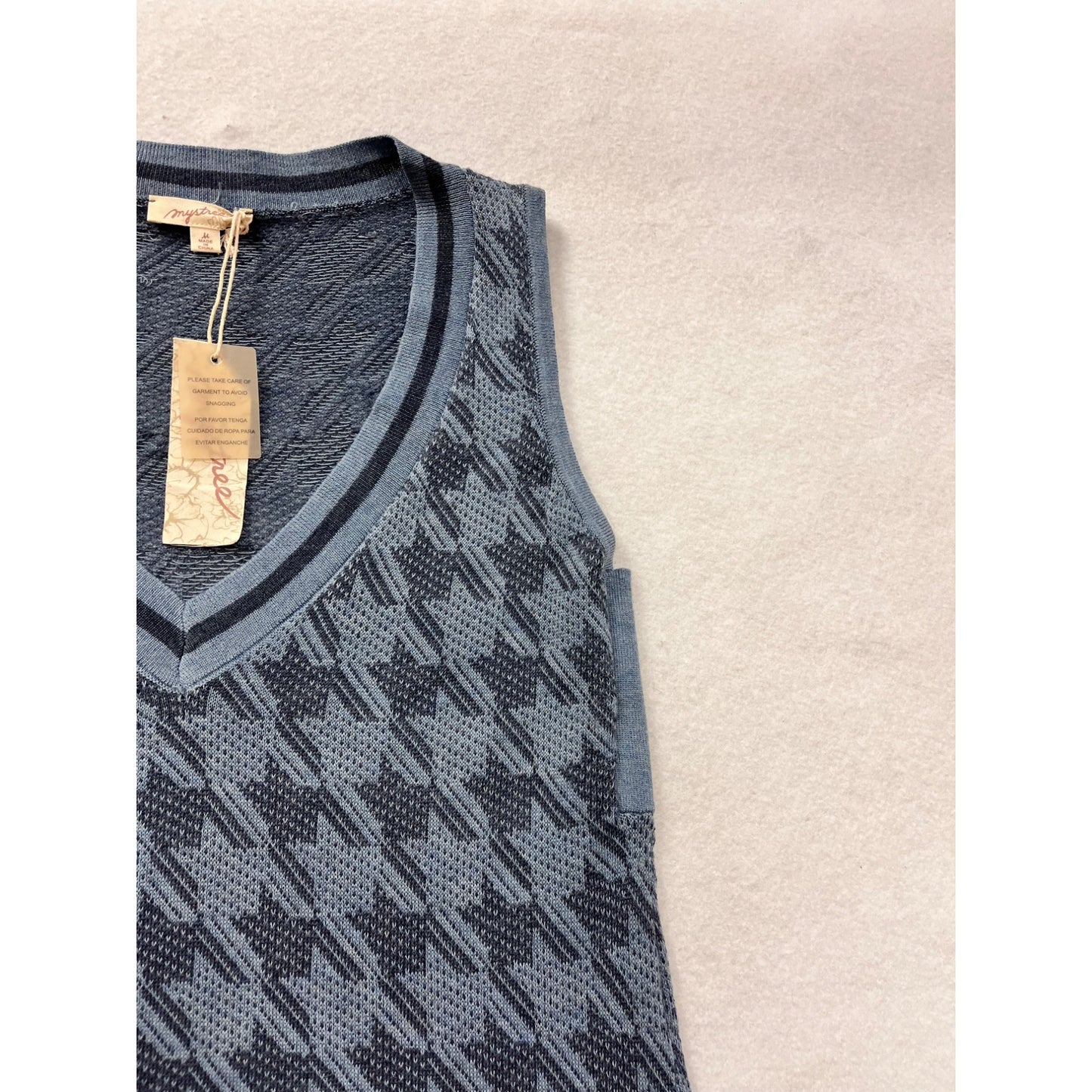 New Mysteree Womens Medium Houndstooth Sleeveless V-Neck Dress #8075