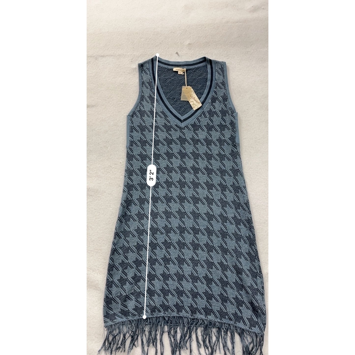 New Mysteree Womens Medium Houndstooth Sleeveless V-Neck Dress #8075