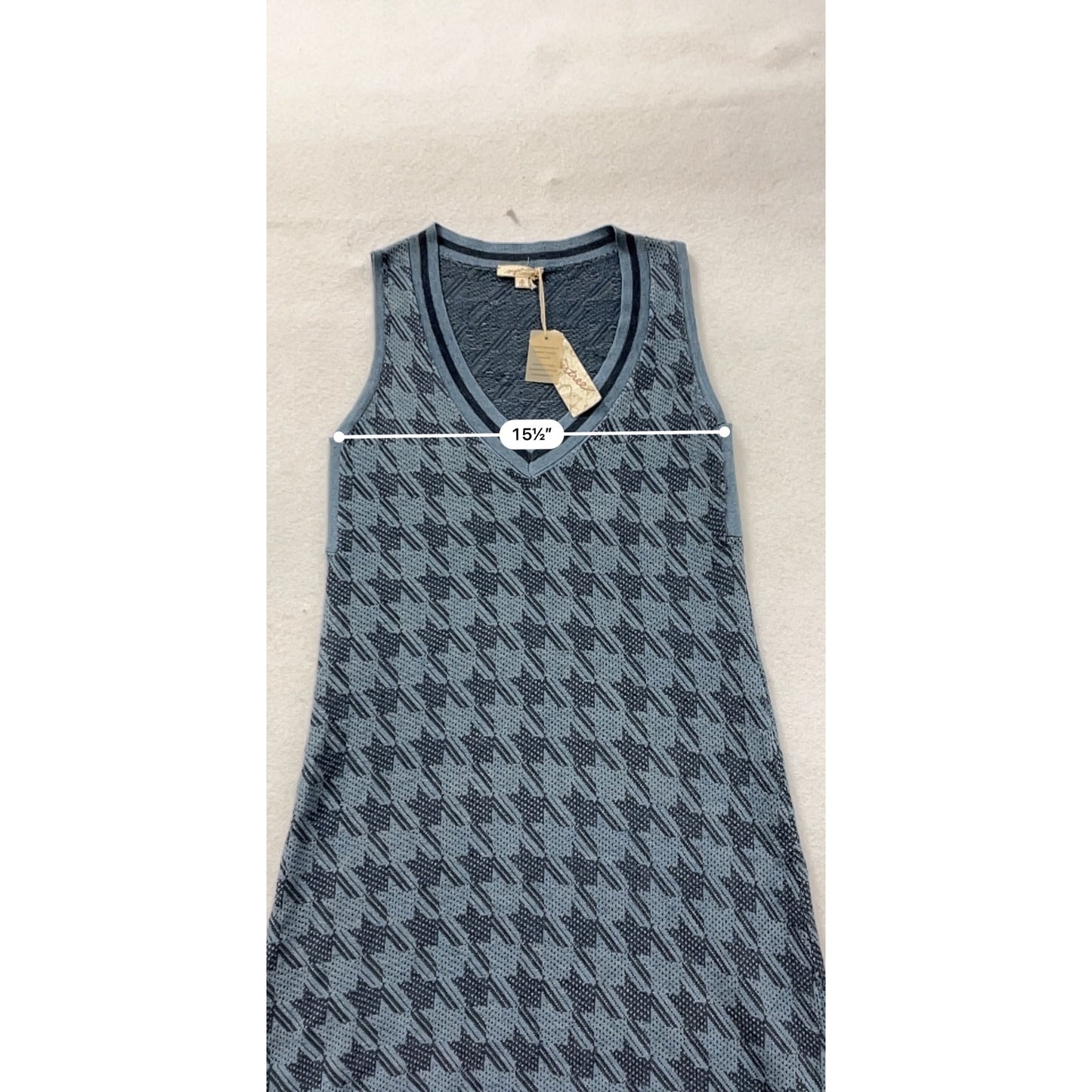 New Mysteree Womens Medium Houndstooth Sleeveless V-Neck Dress #8075