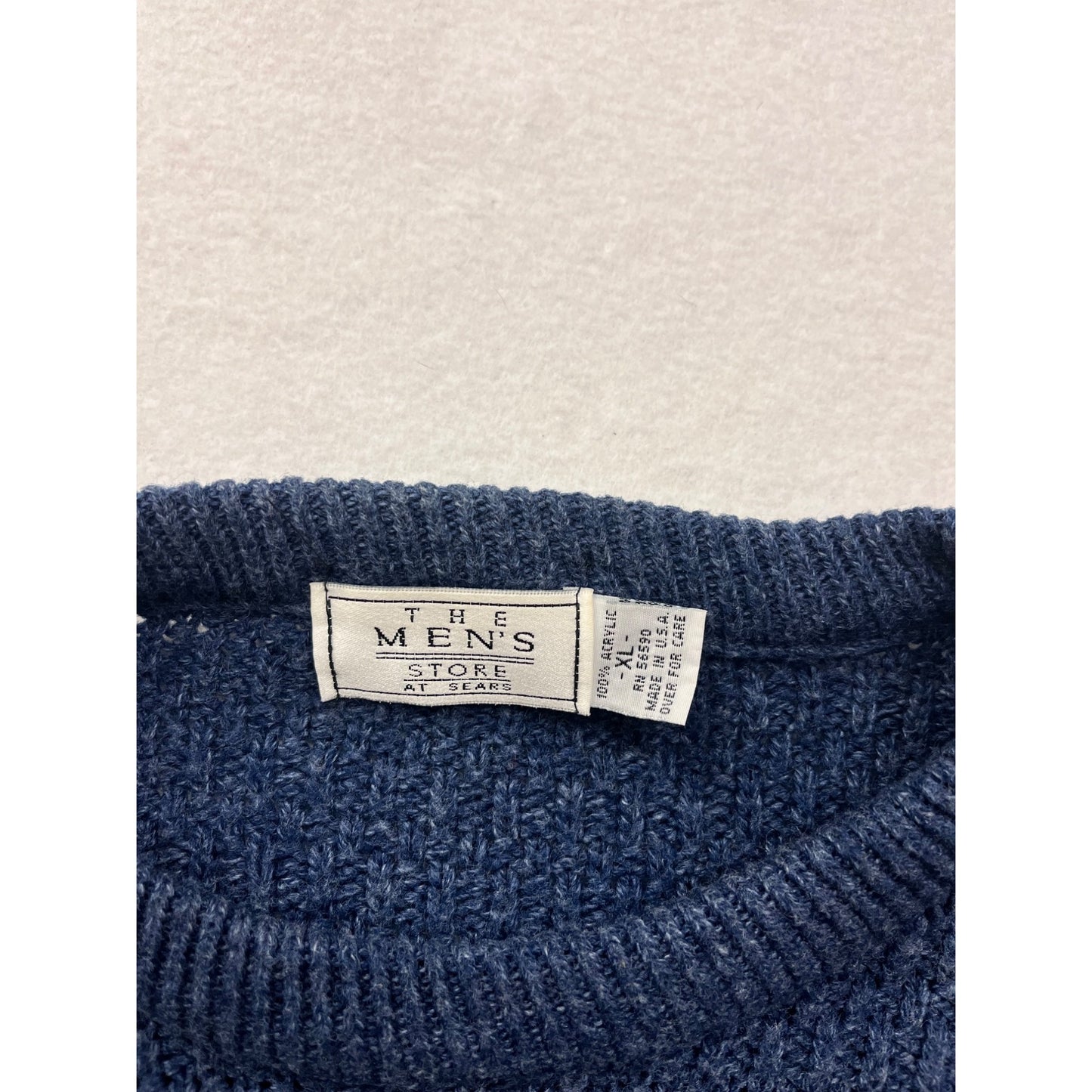 Vintage 1990s Mens XL Navy Textured Sweater By “The Mens Store” #6534